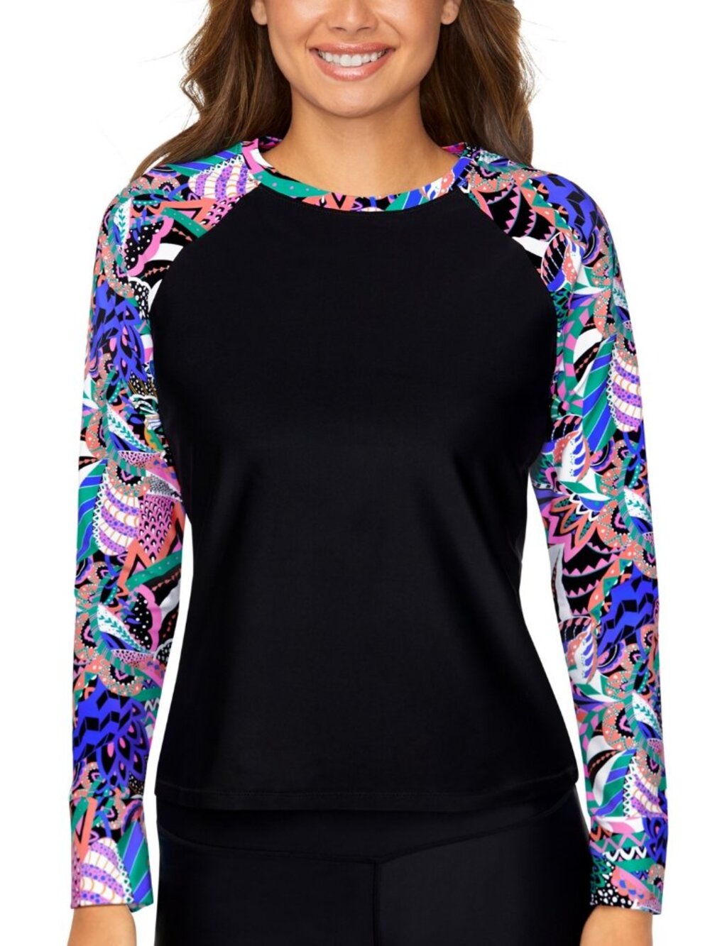Raisins  Juniors' Back-Zip Rash Guard Top - Black   Juniors Size Small  NWT